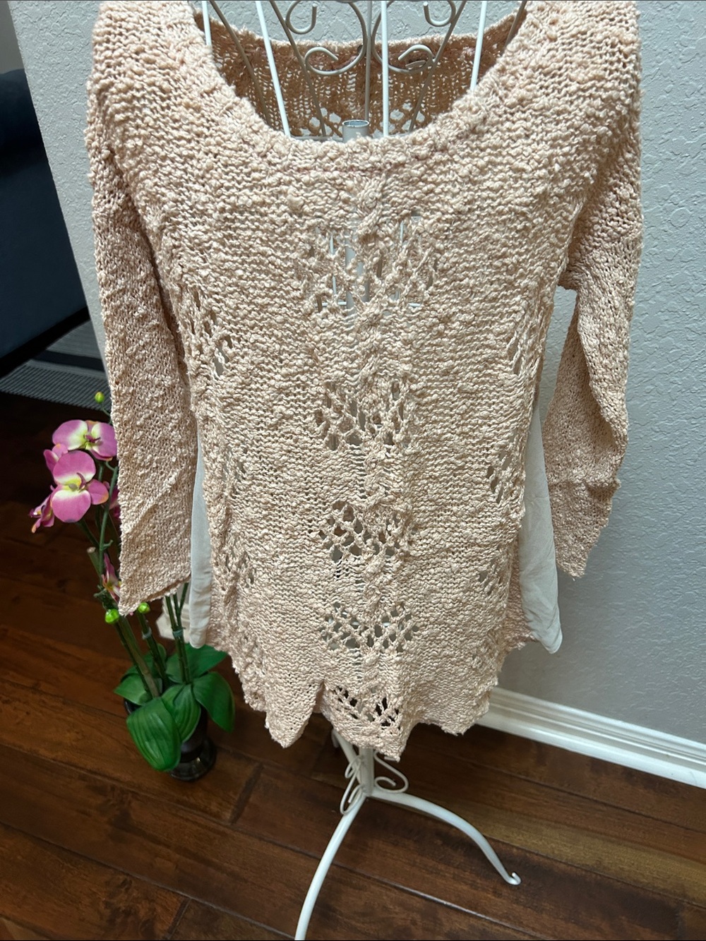 Anthropologie Peach Knit Scoop Neck Sweater